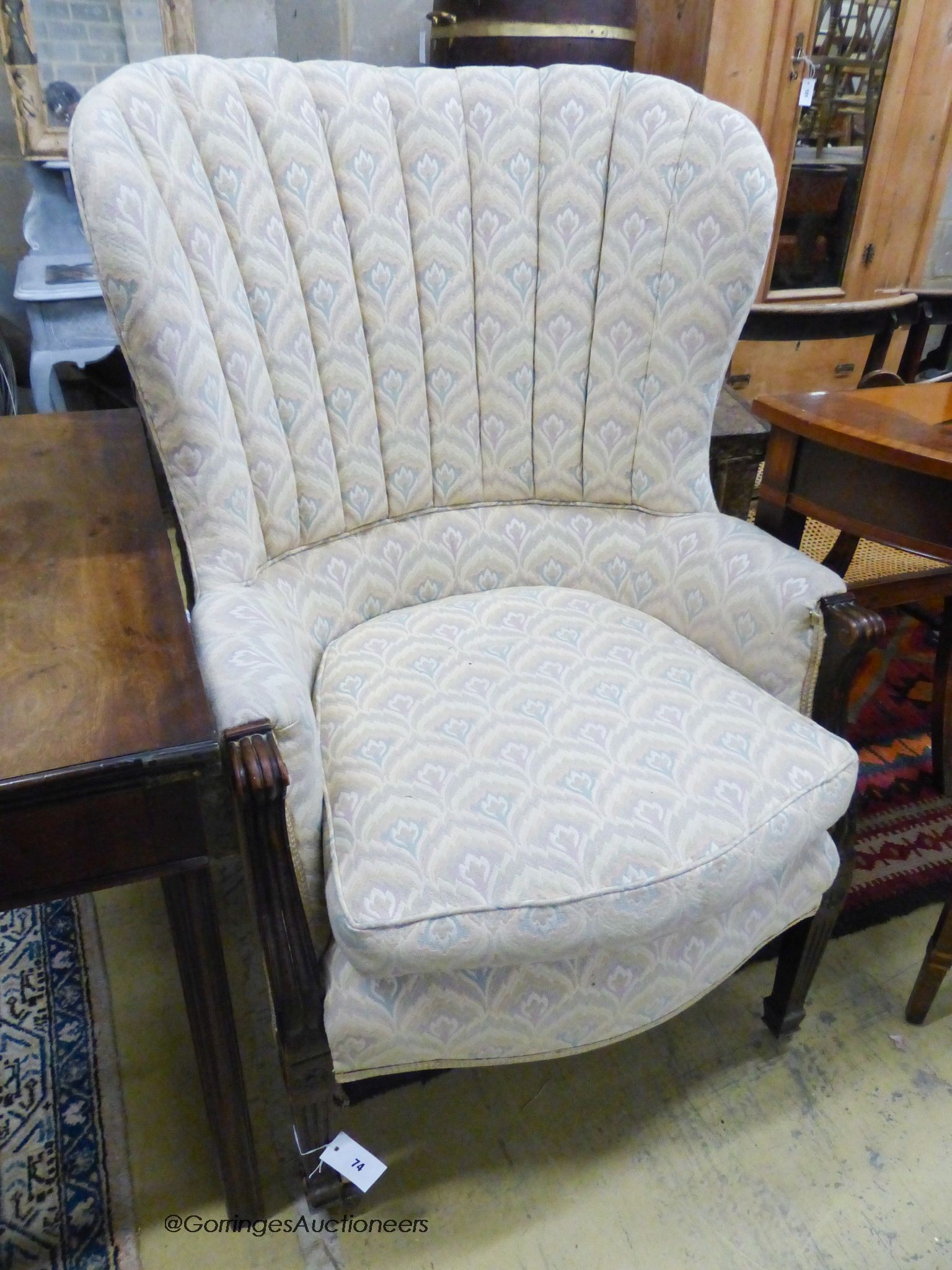 A George III armchair, width 70cm, depth 64cm, height 118cm